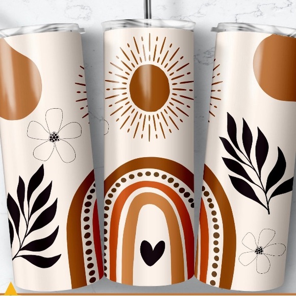 Boho Rainbow 🌈 20oz Tumbler Lid Straw & Gift Box - Picture 1 of 1